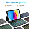 Adecuado para iPad 110ª Generación Teclado Bluetooth Luminoso Desmontable Funda Protectora A16 Ranura para Lápiz Magnético Funda para Tablet Ratón Pelo