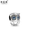 Punto de búho Panjia diamante agujero grande con cuentas aleación de plata DIY moda lindo lindo búho con cuentas