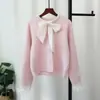 Abrigo Suéter de Imitación de Visón Cachemir Estilo Xiao Xiang 2025 Nueva Llegada Primavera Tejido de Encaje con Puntada de Lazo Cárdigan para Mujer de Moda