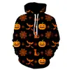 Sudadera con Capucha para Festival de Halloween Transfronterizo Europeo y Americano, Cabeza de Calabaza de Terror, Impresión Digital 3D, Sudadera Casual con Capucha, Suéter de Manga Larga