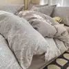 Juego de Cama de Algodón Puro Lavado Jacquard de Tres Capas Grado A Materno e Infantil Juego de Cuatro Piezas Funda de Edredón y Juego de Sábanas con Estampado 3D