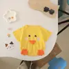 Ropa de patito amarillo súper linda para bebé, mameluco para bebé, mameluco triangular fino unisex, mameluco de verano