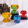 Suporte Colorido de Lâmpada de Manteiga de Vidro para Uso Doméstico, Base para Velas para Oferecer ao Buda, Lâmpada de Vela Duradoura, Suporte de Vela de Lótus