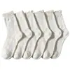 Calcetines Blancos Estilo Ballet Calados con Patrón Oscuro Transpirables de Algodón de Xinjiang Sin Costuras de Media Pantorrilla Estilo Delgado Primavera y Verano Estilo Femenino Calcetines Largos
