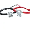 Pulsera de Pareja con Candado de Larga Vida de Piedra Lunar para Hombres y Mujeres Diseño de Nicho Ins Cuerda Roja de Mano Benmingnian Pulsera Tejida Ruyi