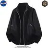 Chaqueta vintage de alta calidad con tacto de terciopelo de la marca NASA para hombre, abrigo casual de otoño de alta gama de lujo ligero