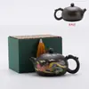 Tetera Morada de Arcilla Xishi de 500 ml Que Cambia de Color al Calentarse, con Diseños de Dragón y Fénix, Adecuada para Té Kung Fu, Regalo de Taza de Té, Morado que Cambia de Color