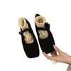 Zapatos de felpa Mary Jane retro para mujer, nuevo modelo otoño 2026, mocasines planos para exteriores, zapatos de invierno cálidos