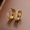 Pendientes de Doble Capa con Diamantes Huecos para Mujer, Diseño de Nicho, Hebilla de Oreja Circular Exquisita, Joyería de Oreja Simple con Sentido Avanzado de Ins
