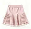 Falda midi de punto con retazos de encaje de lunares, falda corta plisada de línea A de cintura alta, estilo delicado, favorecedora para figuras petite