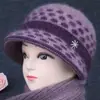Gorro de Lana Tejido de Invierno para Mujeres de Mediana Edad y Mayores, Gorro de Algodón Grueso con Felpa para Protección contra el Frío, Cálido, para Abuela