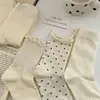 Meias de Ponta Enrolada Meias Brancas de Verão para Crianças Meias de Algodão de Cano Médio Bolinhas Estudantes Japonesas Primavera e Outono Ins Meias Empilhadas Fashion
