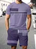 Verão Transfronteiriço Temu Conjunto Casual Duas Peças Masculino Estampado 3D Camiseta de Manga Curta + Shorts