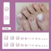 Ojo de Gato Tridimensional Rosa Hada Suave Morado Degradado Sueño Flor de Cerezo Dorado Estilo Europeo y Americano Uñas de Pie Extraíbles 24 Piezas