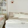 Funda de Cama de Encaje para Manualidades con Pliegues de Acordeón Acolchada de Algodón de Doble Cara Estilo Coreano, Set de Tres Piezas, Disponible para Todas las Estaciones
