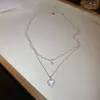 Colar Quadrado de Pérola com Cravação de Zircônia e Diamante em Camada Dupla, Corrente de Clavícula Versátil Estilo Palaciano Retrô, Colar de Luxo Leve e de Alta Qualidade para Mulheres