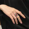 Anillo de Plata de Ley S925 Vintage con Ágata en Forma de Huevo Desgastado para Mujer, Ajustable, Estilo de Lujo Ligero de Nicho de Moda