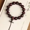 Pulsera de Sándalo Rojo de Hoja Pequeña Africana, Pulsera de Cuentas Budistas de Círculo Único, Joyería Unisex, Pulsera de Cuentas de Oración de Sándalo Morado de Material Viejo