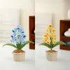 Cicanus bolus tejido a mano terminado maceta de algodón lana floral tejido imitación flor escritorio bonsái regalo hecho a mano