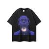 Camiseta vintage europeia e americana de manga curta, estilo Street, masculina e feminina, retrô, moderna, estampada, de marca, lavável, de algodão, com manga curta