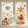 Pegatinas Electrostáticas para Vidrio de Acción de Gracias de Otoño Transfronterizas con Patrones de Pavo, Calabaza y Hojas, Decoraciones Desmontables con Temática de Cosecha para Tiendas