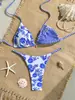 Bikini sexy de dos piezas reversible con estampado de rayas y tema oceánico, de tirantes, con amarre, superventas de Amazon 2026
