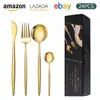 Conjunto de faca, garfo e colher de aço inoxidável transfronteiriço da Amazon, conjunto de talheres de 24 peças para Portugal, faca, garfo e colher para bife ocidental