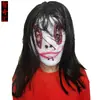 Máscara de Halloween Guion Fiesta de Asesinato Cabello Negro Cubrecabezas Capucha de Grito Látex Horror Diablo Máscara de Fantasma Femenino