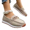 Zapatos de Moda Slip-On para Comercio Exterior Transfronterizo Nuevo Estilo Coreano Punta Redonda Suela Gruesa Moda Casual Tallas Grandes Mocasines para Mujer