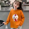 Estilo Novo Primavera e Outono Solto Gola Redonda Roupa Íntima Moda Infantil Feminina Camiseta de Algodão Puro Manga Longa para Crianças Maiores Tendência Top Feminino