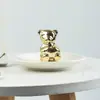 Prato de Joias Eletroplateado de Cerâmica Estilo Europeu Prato de Armazenamento Desenho Animado de Animal Prato para Anéis Artesanato de Cerâmica Decoração Criativa para Casa