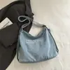 Bolso de mano de otoño para mujer, estilo informal, artístico, de lona de gran capacidad, resistente al desgaste, con textura vaquera.