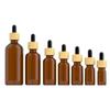 Botella de aceite de bambú con gotero 5-100ml botella de 30ml con gotero envase secundario para cosméticos botella de vidrio Vidrio Hong