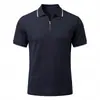 Jacquard de Alta Calidad Europeo Textura Color Block de Verano para Hombre Holgado Casual Cuello Solapa Cremallera POLO Manga Corta Venta al por Mayor