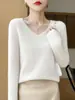 Atacado transfronteiriço de malha feminina premium, gola V sem costura, manga longa, top base emagrecedor