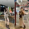 Botas de cavaleiro femininas com aumento de 6 cm, mesmo estilo da Uva da Mamãe, botas Martin de salto grosso e sola grossa Maillard com tiras de fivela de couro, botas curtas