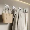 Gancho Doble Multifuncional Creativo con Cabeza de Oso de Acero Inoxidable Pintado en Spray con Adhesivo Fuerte sin Taladro para Paredes y Puertas de Cocina y Baño
