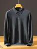 Suéter de imitación de alta calidad 100% cachemira pura para hombre, tejido de punto con cuello tipo polo, nuevo suéter liso de manga larga para otoño e invierno, camisa térmica base cálida