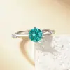 Anillo Femenino Espiritual Clásico de 1 Quilate Imitación Azul Verdoso Paraíba Imitación Maldivas Popular en Live de Tiktok