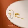 Brincos Geométricos em Forma de C Estilo Coreano Normcore Ins para Mulheres Prata de Lei S999 Versátil Moda Brincos de Prata Pura Design de Nicho
