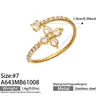 Anillo de Nariz Tipo Nariz de Cerdo de Cuatro Hojas con Circonita Cúbica Engastada en Bisel Cuadrado Acero Inoxidable Chapado en Oro de 18 Quilates Joyería de Lujo Ligero Europea y Americana de Alta Gama para Mujeres