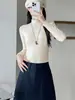 Camiseta básica de modal para mujer con cuello semi-alto, nuevo estilo otoño/invierno, corte ajustado, versátil, manga larga, perfecta como capa interior