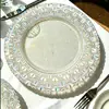 Plato para Mascotas de Lujo Ligero Estilo Europeo Chapado en Oro, Plato de Plástico, Plato de Cena Estilo Occidental, Blanco Crema con Borde Dorado, Plato para Frutas, Plato para Filete Estilo Occidental, Gama Alta