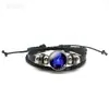 Pulseiras Casais Doze Constelações Luminosas Pulseiras de Couro de Boi Preto Imitação para Homens e Mulheres Pulseiras Trançadas Punk Retrô Acessórios para Estudantes