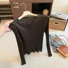 Suéter de punto acanalado de manga larga para mujer, otoño, estilo coreano, corte ajustado, versátil, adelgazante, jersey, prenda interior, elegante, moderno, top casual