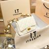 Bolso para Mujer Estilo Coreano Primavera y Verano Nuevo Trendy Estilo Chanel Cuero Suave Cuadrado Gordo Diamante Acolchado Cadena Bolso de Hombro Cadena Gruesa a la Moda