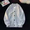Cárdigan de punto gofre para hombre 2026, suéter de primavera de punto suelto con cuello en V, marca de tendencia estilo japonés, adecuado para estudiantes y parejas, ropa casual