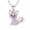 Pingente de gato com diamante de cor fofa para desejo transfronteiriço, joia simples feminina, colar de desenho animado de animal europeu e americano para crianças