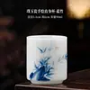 Taza maestra de porcelana de jade pintada a mano, taza de té de cerámica de grado helado para Kung Fu, taza de té para uso doméstico, taza individual personal de azul y blanco bajo vidriado