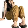 Pantalones de linterna secado rápido deportivos anti-mosquitos harem para mujer seda de hielo holgados con puño verano protección solar para correr de nueve puntos estilo fino café claro